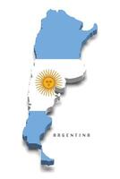 Argentina 3d flag map on white background vector