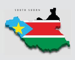 South Sudan 3d flag map on grey background vector