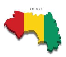 Guinea 3d flag map on white background vector