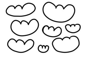 a set of black and white doodles of various shapes, cloud vector