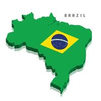Brazil 3d flag map on white background vector