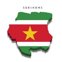 Suriname 3d flag map on white background vector