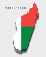 Madagascar 3d flag map on grey background vector