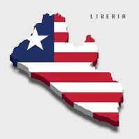 Liberia 3d flag map on grey background vector