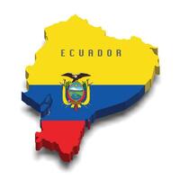 Ecuador 3d flag map on white background vector