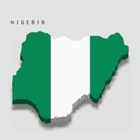 Nigeria 3d flag map on white background vector