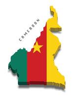 Cameroon 3d flag map on white background vector