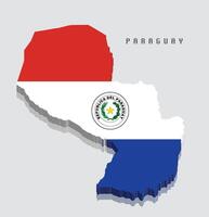 Paraguay 3d flag map on grey background vector