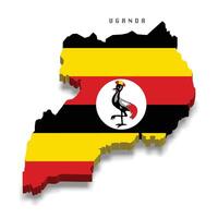 Uganda 3d flag map on white background vector