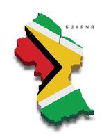 Guyana 3d flag map on white background vector