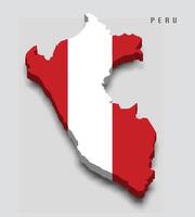 Peru 3d flag map on grey background vector