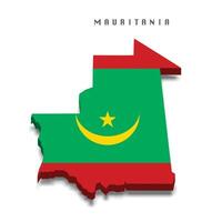 Mauritania 3d flag map on white background vector