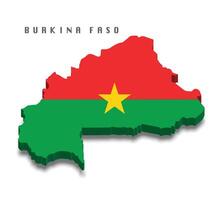 Burkina Faso 3d flag map on white background vector