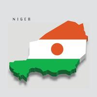 Niger 3d flag map on grey background vector