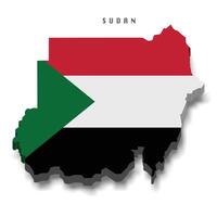 Sudan 3d flag map on white background vector