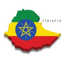 Ethiopia 3d flag map on white background vector