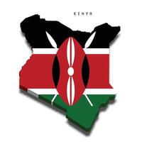 Kenya 3d flag map on grey background vector