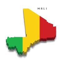 Mali 3d flag map on white background vector