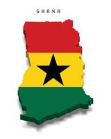 Ghana 3d flag map on white background vector