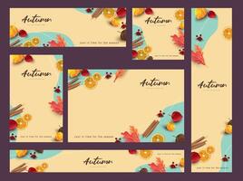 Autumn web banner background template with autumn leaves season decorate and Elements vector