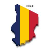 Chad 3d flag map on white background vector