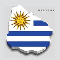 Uruguay 3d flag map on grey background vector