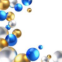 Background with realistic glossy shiny balls with place for text. Modern template with 3D spheres. Luxury abstract background with voluminous glossy realistic 3D balls. illustration vector