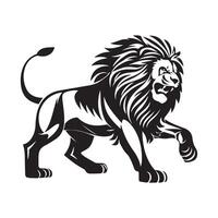 Lion logo design illustration, emblem design silhouette isolated on white background vector