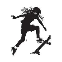 girl on skateboard silhouette image in black Stock design Image vector