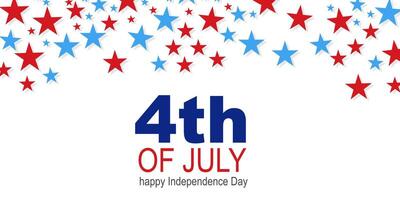 Banner 4th of July. US Independence Day. Stars red and blue vector