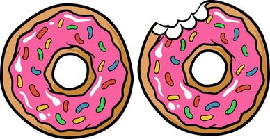Colorful bitten donut with sprinkles elements vibrant illustration vector