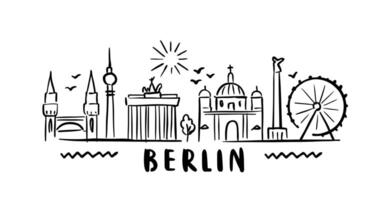 city of Berlin in sketch style on white vector
