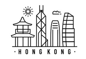 Hong Kong minimal style City Outline Skyline with Typographic. vector