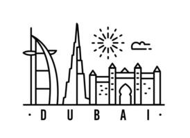 Dubai minimal style City Outline Skyline with Typographic. vector