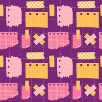 Stickers for notes seamless pattern on dark background vector