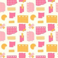 Stickers for notes seamless pattern on a light background. Paper notes for planner, diary, notepad vector