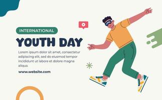 Flat banner template horizontal international youth day design vector