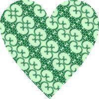 Heart-shaped ornament design, consisting of many patterns and colors vector