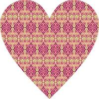 Heart-shaped ornament design, consisting of many patterns and colors vector