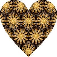Heart-shaped ornament design, consisting of many patterns and colors vector
