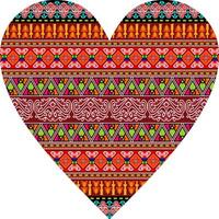 Heart-shaped ornament design, consisting of many patterns and colors vector