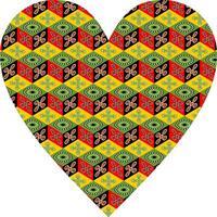 Heart-shaped ornament design, consisting of many patterns and colors vector