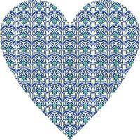 Heart-shaped ornament design, consisting of many patterns and colors vector