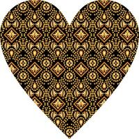 Heart-shaped ornament design, consisting of many patterns and colors vector