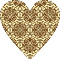 Heart-shaped ornament design, consisting of many patterns and colors vector