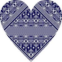 Heart-shaped ornament design, consisting of many patterns and colors vector