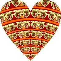 Heart-shaped ornament design, consisting of many patterns and colors vector