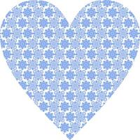 Heart-shaped ornament design, consisting of many patterns and colors vector