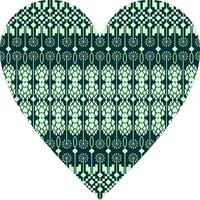 Heart-shaped ornament design, consisting of many patterns and colors vector