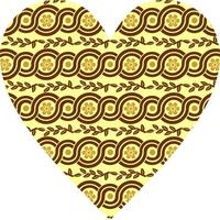 Heart-shaped ornament design, consisting of many patterns and colors vector